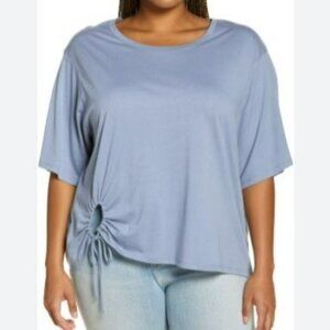 Treasure & Bond Ruched Keyhole Top Blue Stonewash‎ XL
